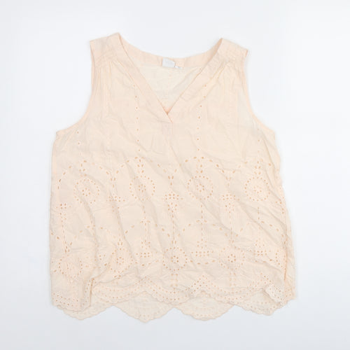 Gap Womens Pink Polyester Basic T-Shirt Size XS V-Neck