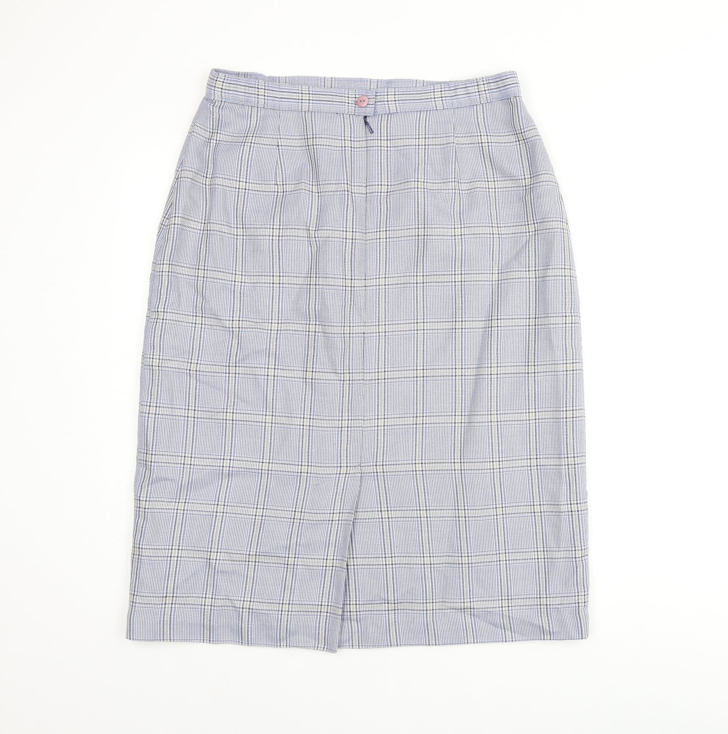 COMPLIMENTS Womens Blue Plaid Polyester Straight & Pencil Skirt Size 18 Zip