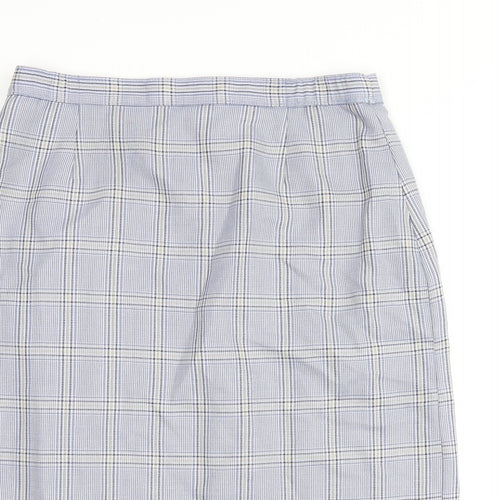 COMPLIMENTS Womens Blue Plaid Polyester Straight & Pencil Skirt Size 18 Zip