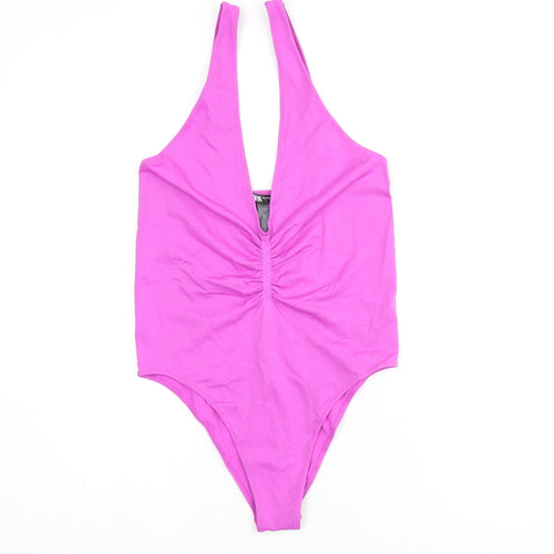 Zara Womens Purple Cotton Bodysuit One-Piece Size M Pullover