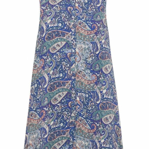 EAST Womens Blue Paisley Viscose Shirt Dress Size 10 Collared Button