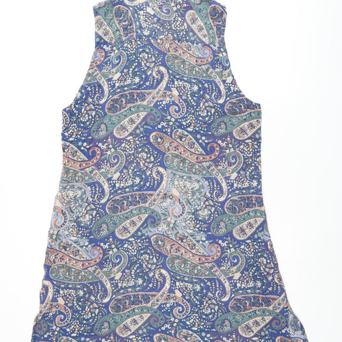 EAST Womens Blue Paisley Viscose Shirt Dress Size 10 Collared Button