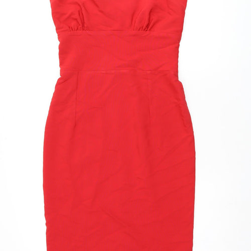 Diva Womens Red Nylon Pencil Dress Size M Halter Zip