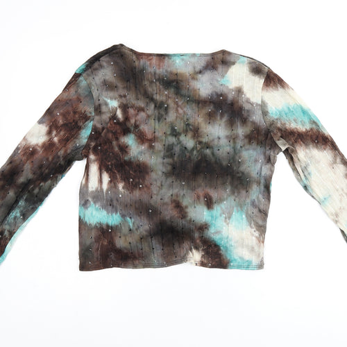 Per Una Womens Brown Polyester Wrap T-Shirt Size 14 V-Neck - Tie dye