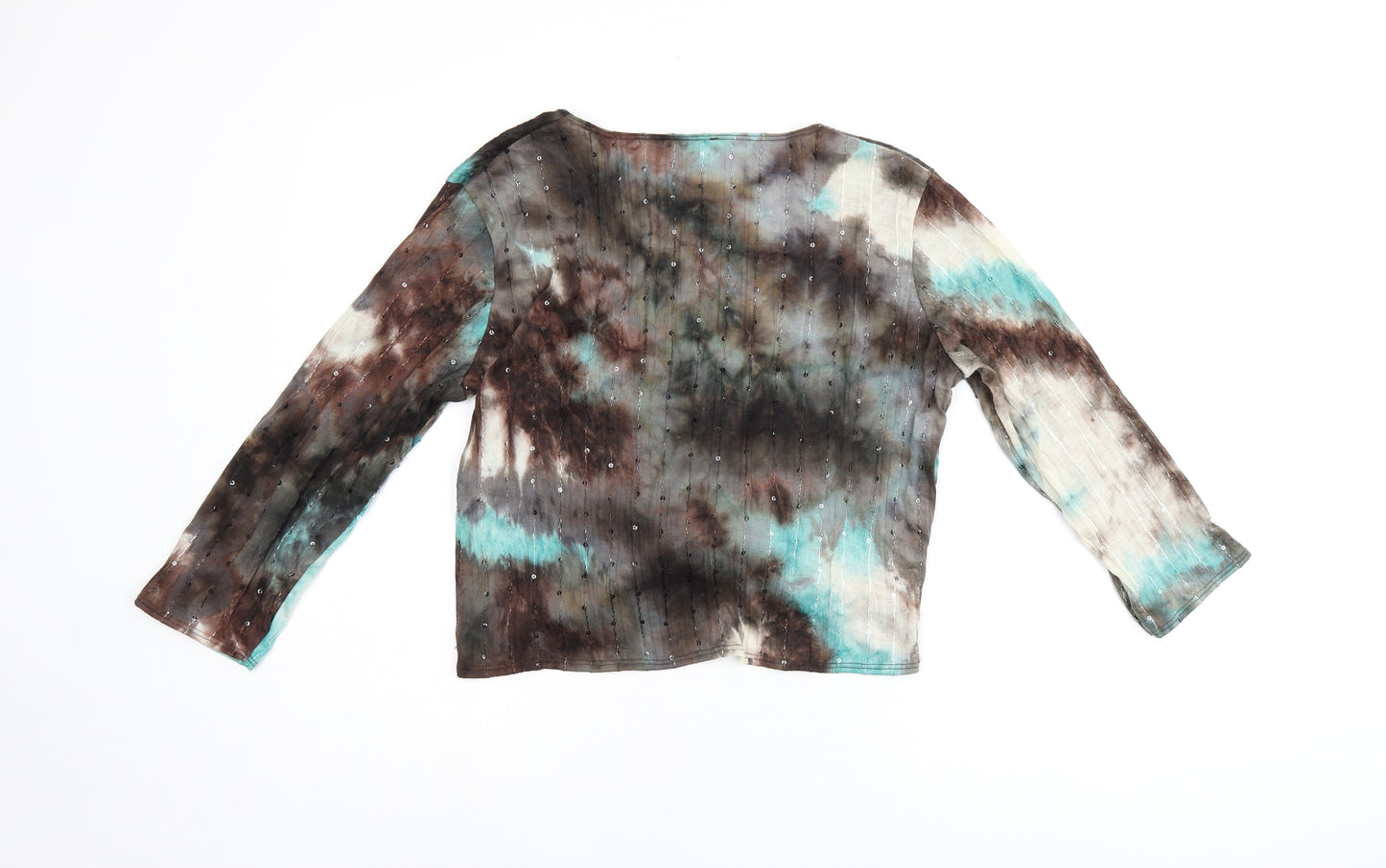 Per Una Womens Brown Polyester Wrap T-Shirt Size 14 V-Neck - Tie dye