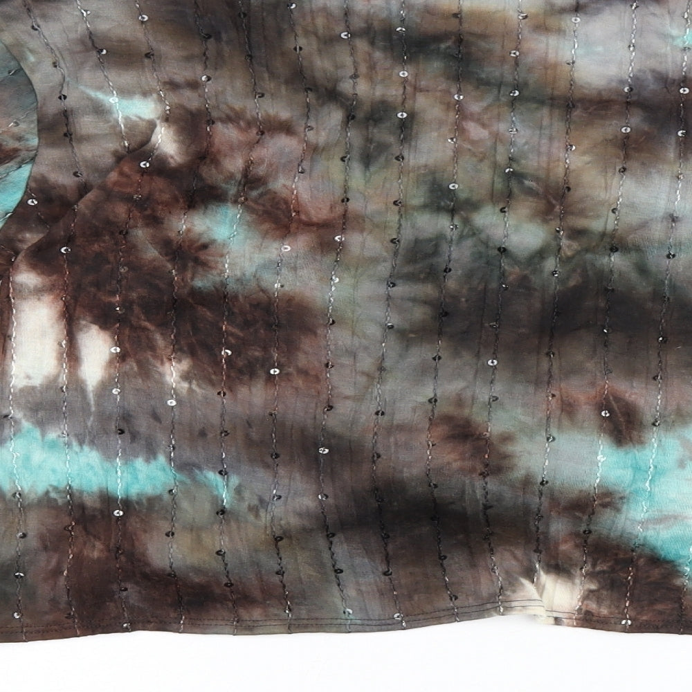 Per Una Womens Brown Polyester Wrap T-Shirt Size 14 V-Neck - Tie dye