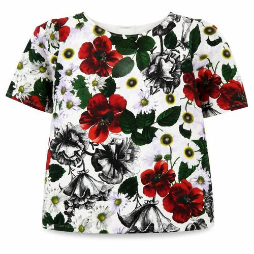 NEXT Womens White Floral Polyester Jersey T-Shirt Size 14 Boat Neck