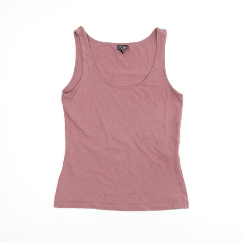 VERO MODA Womens Pink Cotton Jersey Tank Size 6 Scoop Neck