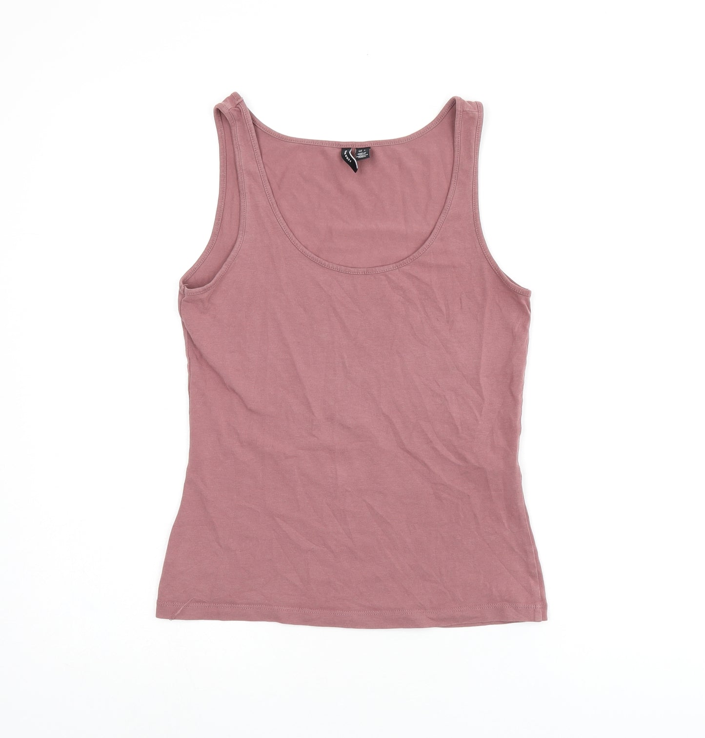 VERO MODA Womens Pink Cotton Jersey Tank Size 6 Scoop Neck