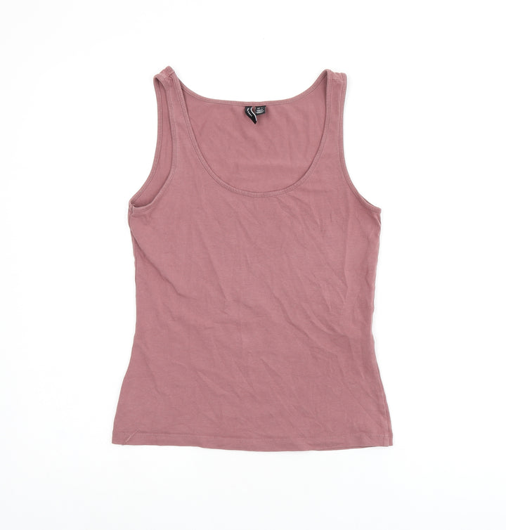 VERO MODA Womens Pink Cotton Jersey Tank Size 6 Scoop Neck