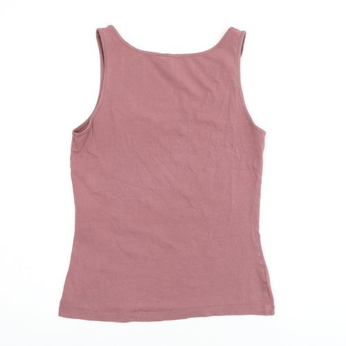 VERO MODA Womens Pink Cotton Jersey Tank Size 6 Scoop Neck