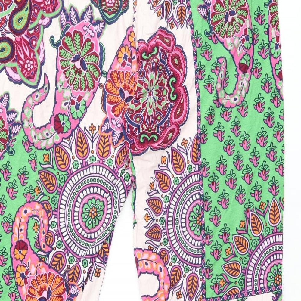 NEXT Womens Multicoloured Paisley Viscose Trousers Size 16 L28 in Regular Drawstring