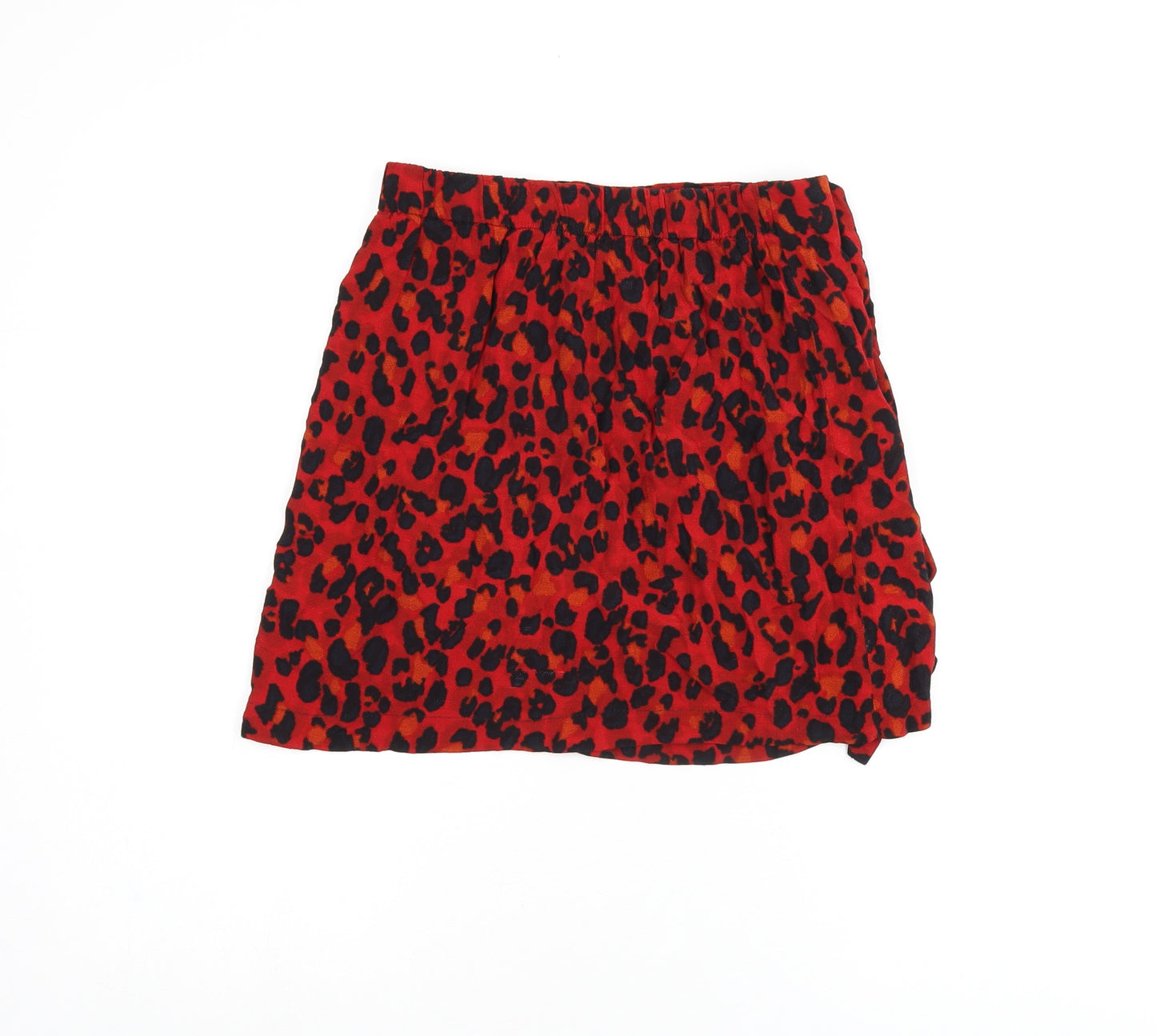 Zara Womens Red Animal Print Viscose Mini Skirt Size XS - Leopard print