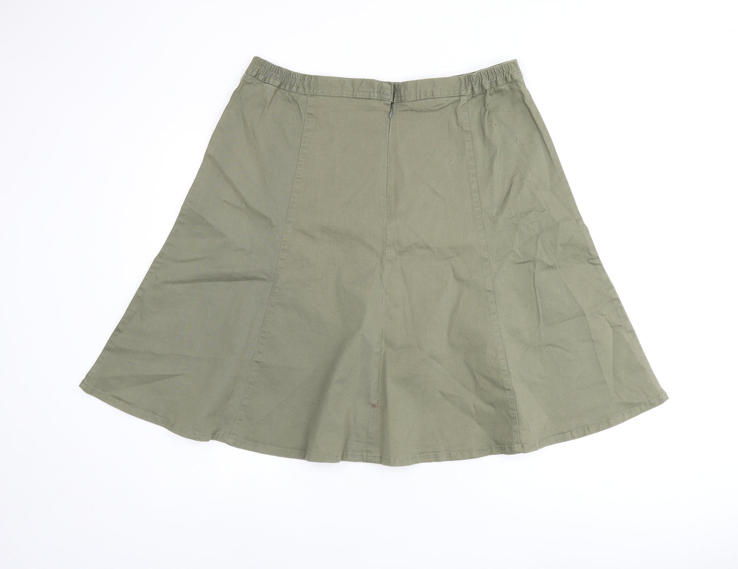 Damart Womens Green Cotton Swing Skirt Size 20 Zip