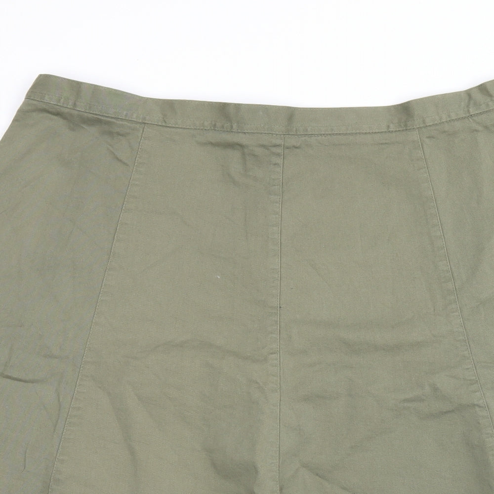 Damart Womens Green Cotton Swing Skirt Size 20 Zip