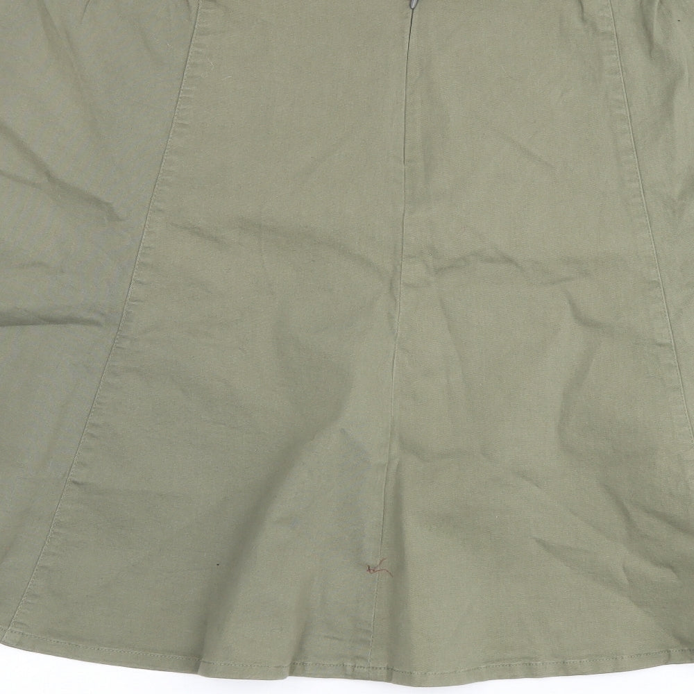Damart Womens Green Cotton Swing Skirt Size 20 Zip