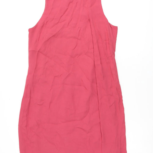 French Connection Womens Red Viscose Shift Size 10 Round Neck Zip