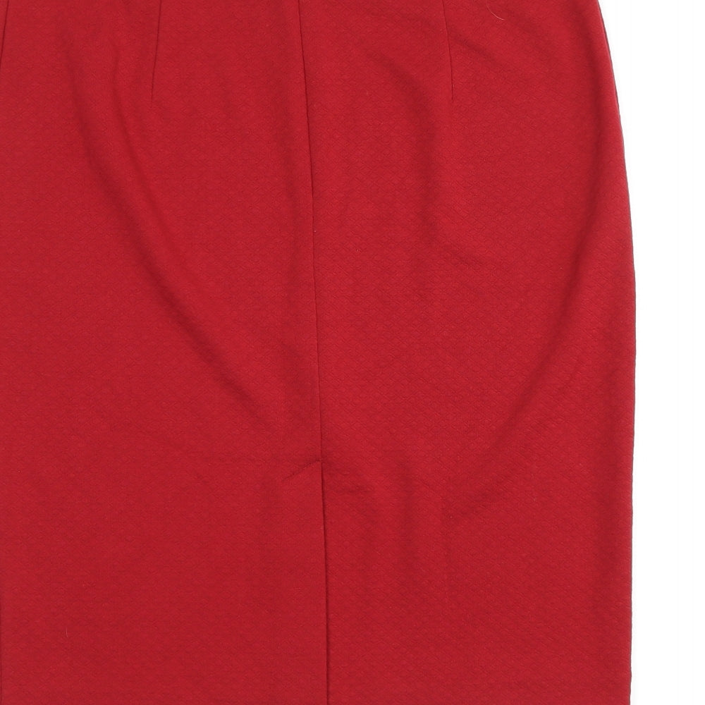 NEXT Womens Red Polyester Straight & Pencil Skirt Size 14 Zip