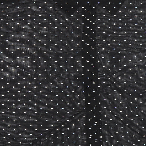 CLARA Womens Black Polka Dot Polyester Basic Button-Up Size XL Collared