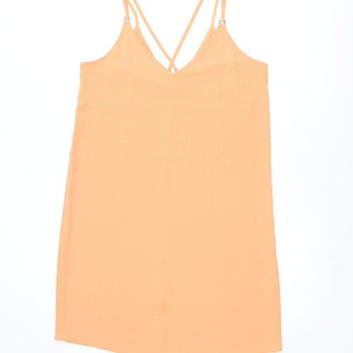 Dorothy Perkins Womens Orange Polyester Shift Size 12 V-Neck Pullover