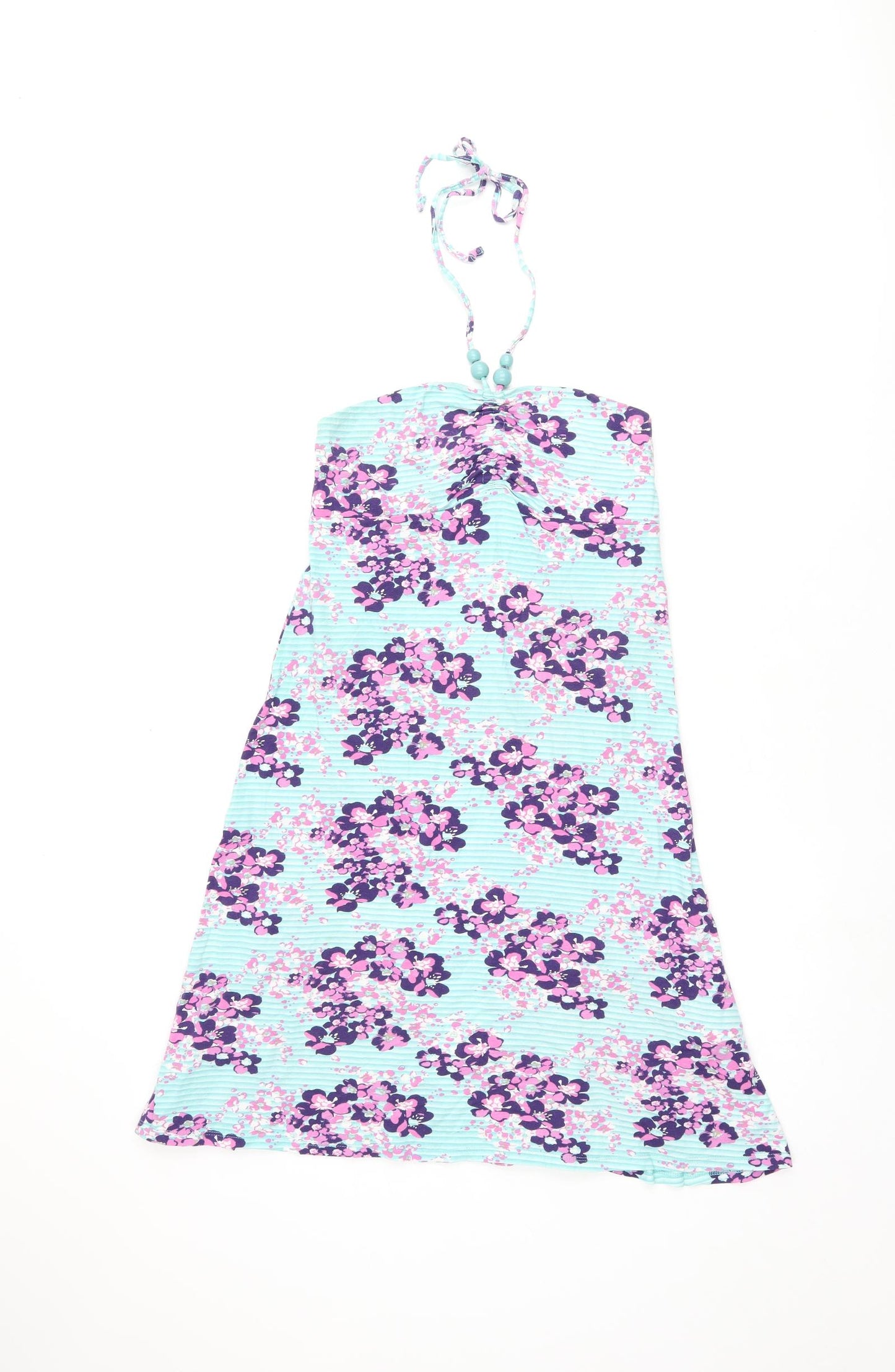 Mantaray Womens Blue Floral Cotton Mermaid Size 10 Off the Shoulder Pullover