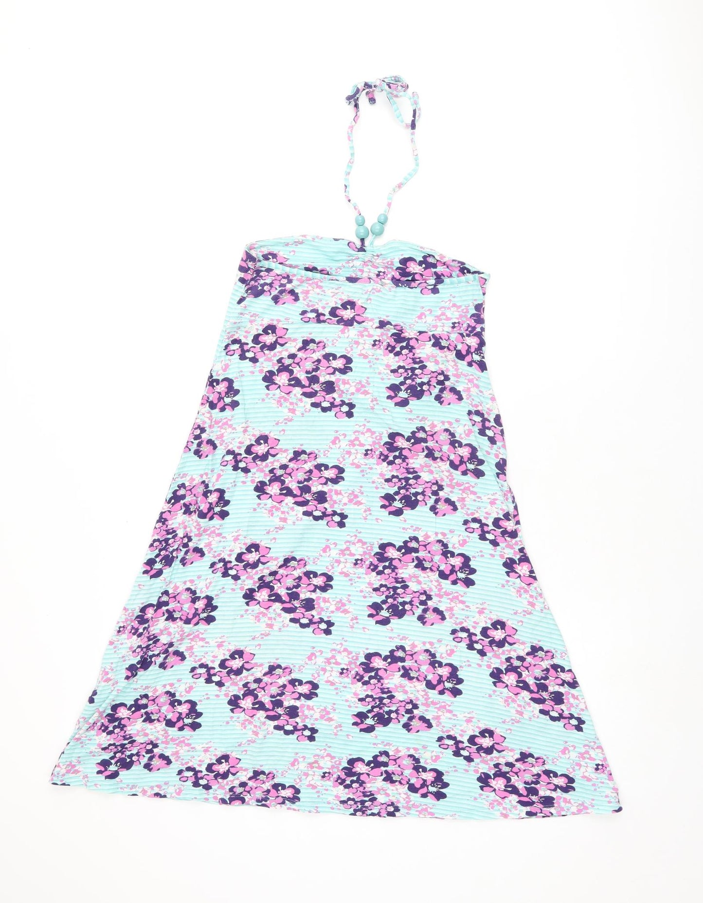 Mantaray Womens Blue Floral Cotton Mermaid Size 10 Off the Shoulder Pullover