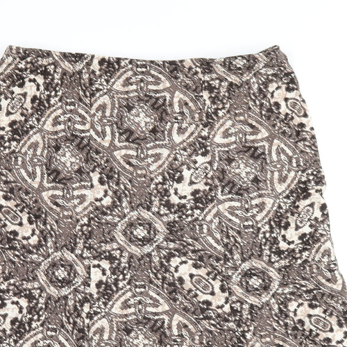 Marks and Spencer Womens Brown Geometric Viscose Flare Skirt Size 12