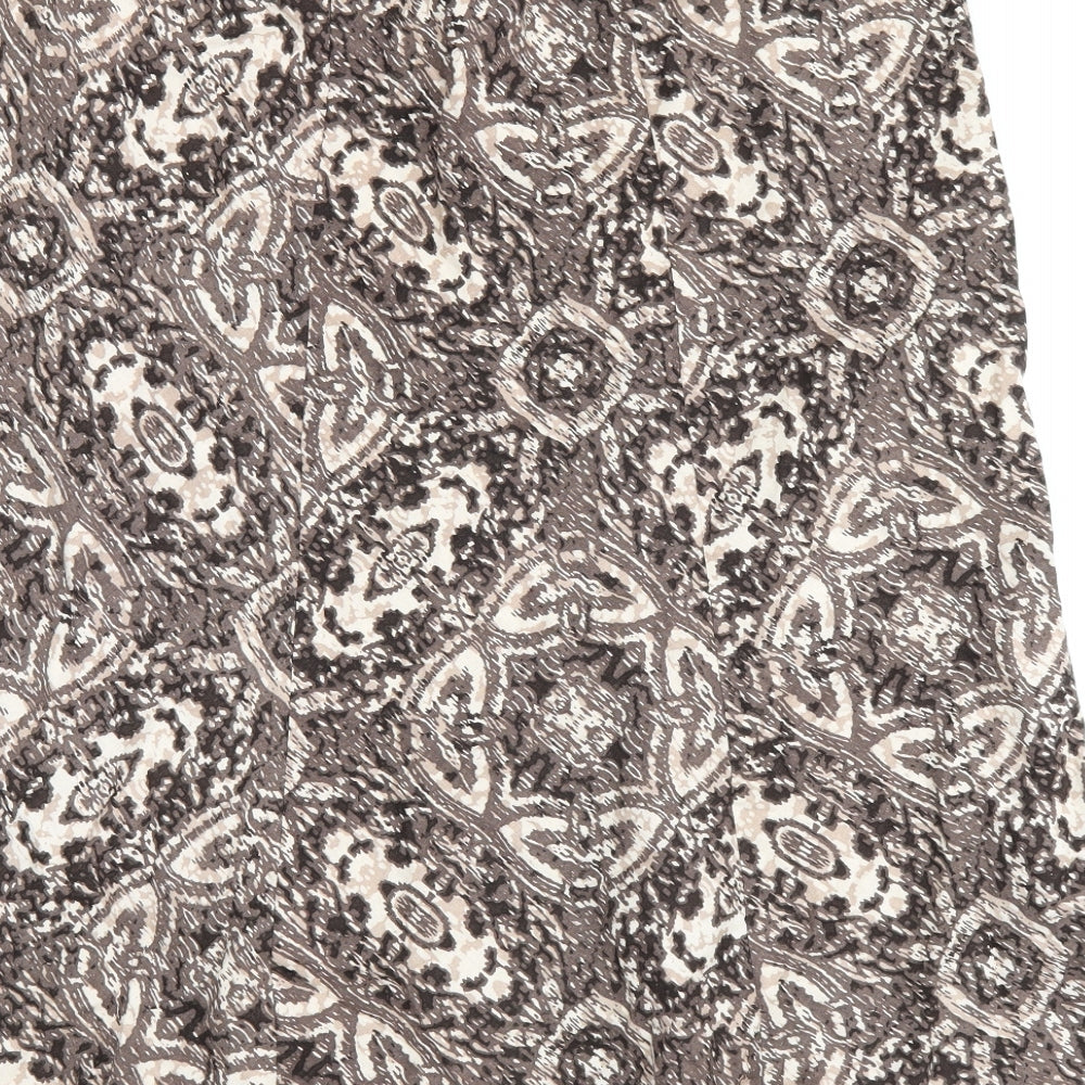 Marks and Spencer Womens Brown Geometric Viscose Flare Skirt Size 12