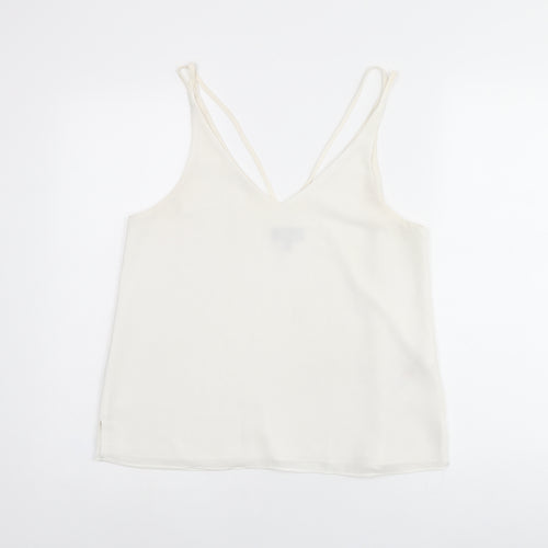 Topshop Womens White Polyester Camisole T-Shirt Size 12 V-Neck