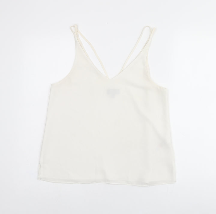 Topshop Womens White Polyester Camisole T-Shirt Size 12 V-Neck