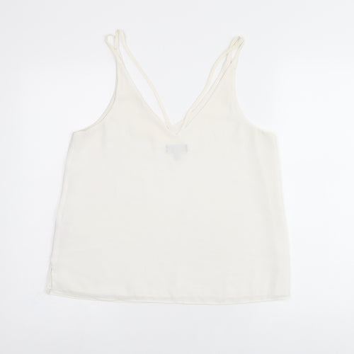Topshop Womens White Polyester Camisole T-Shirt Size 12 V-Neck