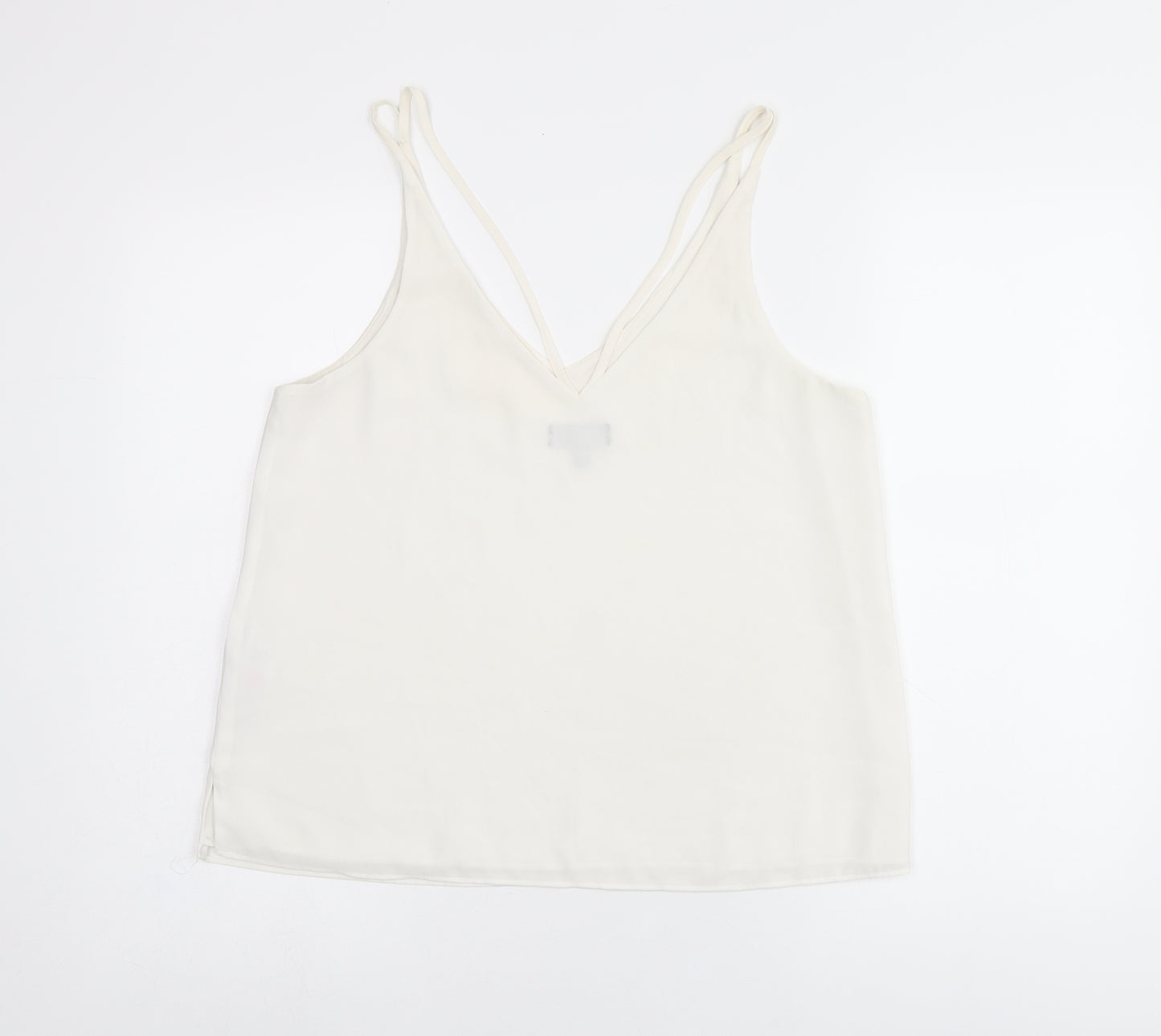 Topshop Womens White Polyester Camisole T-Shirt Size 12 V-Neck