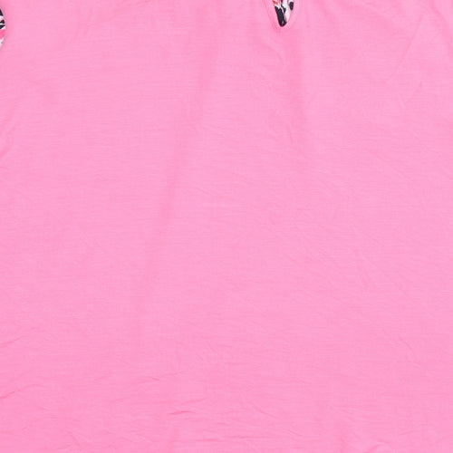 Marks and Spencer Womens Pink Geometric Polyester Jersey Blouse Size 16 Round Neck