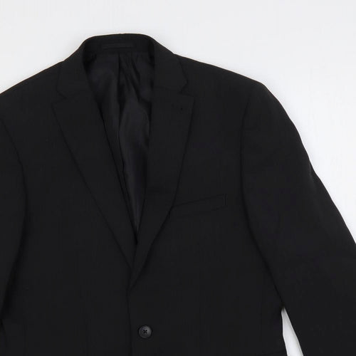 Fellini Mens Black Polyester Jacket Suit Jacket Size 36 Regular