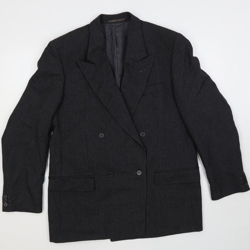 Hornes Mens Grey Striped Wool Jacket Suit Jacket Size 42 Regular