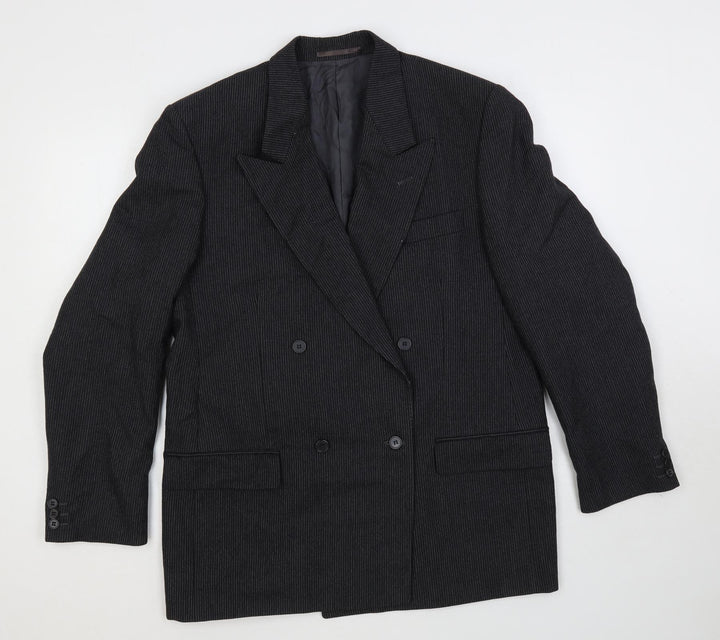 Hornes Mens Grey Striped Wool Jacket Suit Jacket Size 42 Regular
