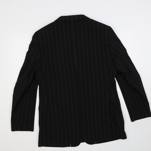 River Island Mens Black Striped Polyester Jacket Suit Jacket Size 42 Regular - Five button sleeve