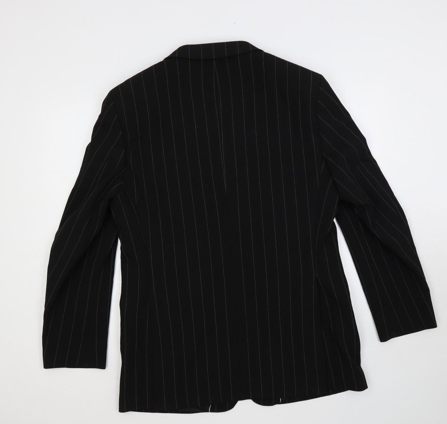 River Island Mens Black Striped Polyester Jacket Suit Jacket Size 42 Regular - Five button sleeve