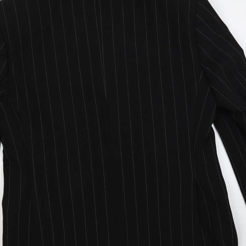 River Island Mens Black Striped Polyester Jacket Suit Jacket Size 42 Regular - Five button sleeve