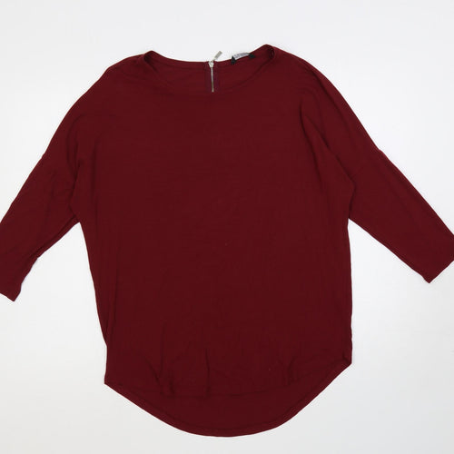 Select Womens Red Viscose Basic T-Shirt Size 12 Boat Neck