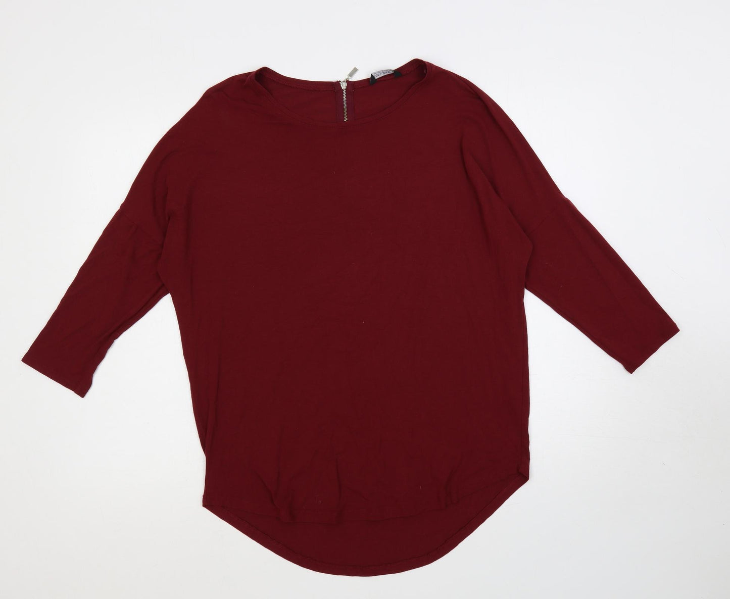 Select Womens Red Viscose Basic T-Shirt Size 12 Boat Neck