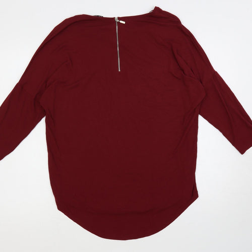 Select Womens Red Viscose Basic T-Shirt Size 12 Boat Neck