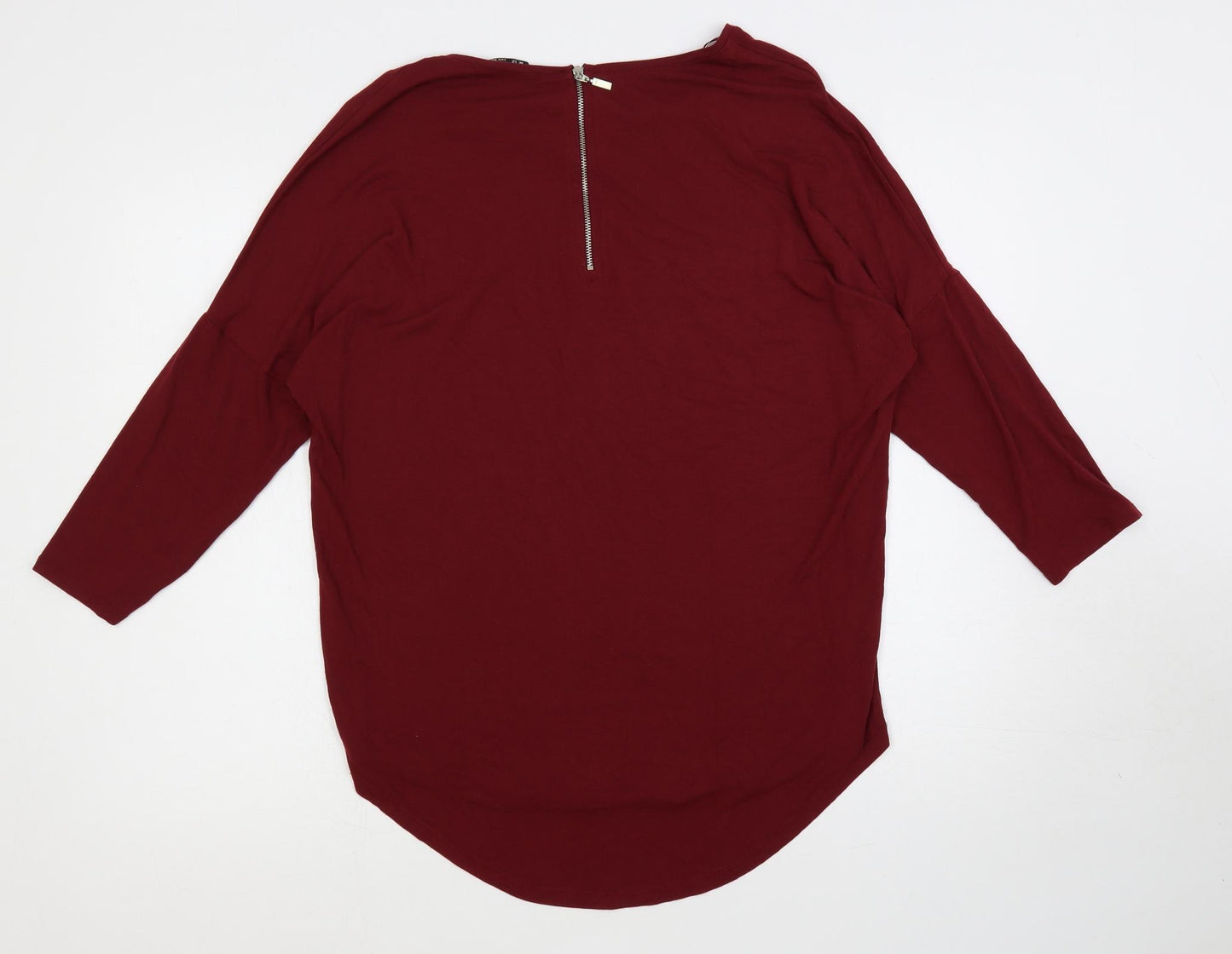 Select Womens Red Viscose Basic T-Shirt Size 12 Boat Neck