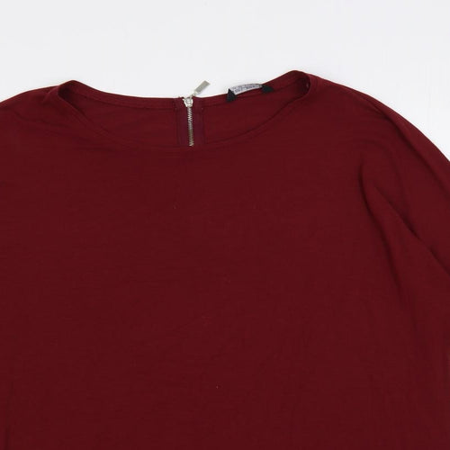 Select Womens Red Viscose Basic T-Shirt Size 12 Boat Neck