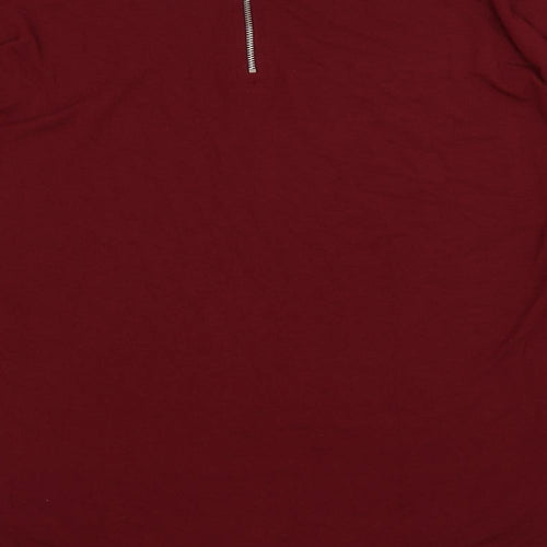Select Womens Red Viscose Basic T-Shirt Size 12 Boat Neck