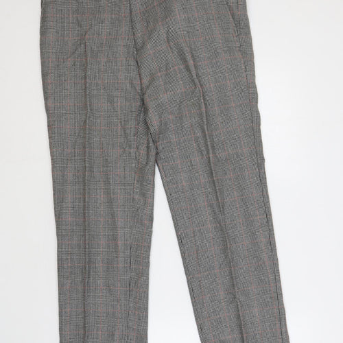 Savoy Taylors Mens Grey Plaid Wool Dress Pants Trousers Size 34 in L28 in Regular Zip