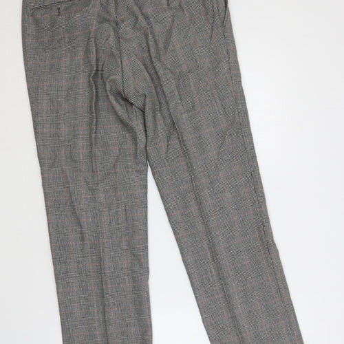 Savoy Taylors Mens Grey Plaid Wool Dress Pants Trousers Size 34 in L28 in Regular Zip