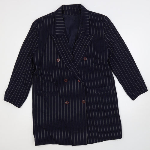 C&A Womens Blue Striped Jacket Blazer Size 14 Button