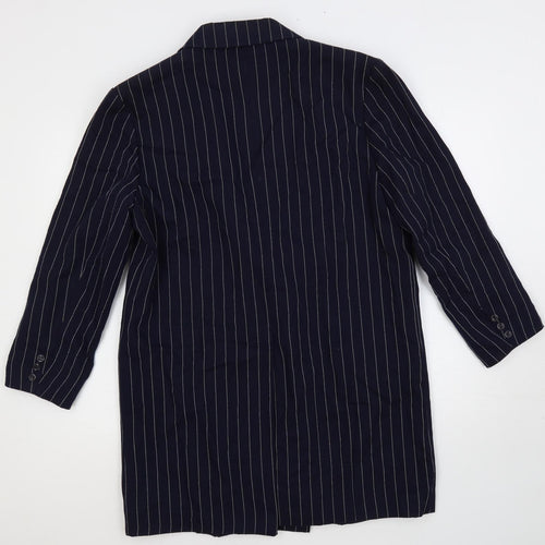 C&A Womens Blue Striped Jacket Blazer Size 14 Button