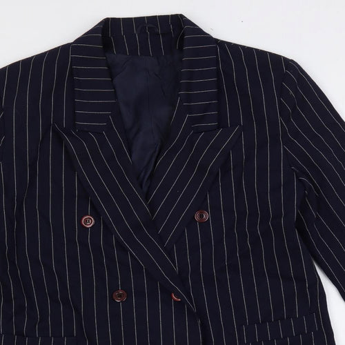 C&A Womens Blue Striped Jacket Blazer Size 14 Button